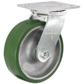 Albion 16PD06201S 6" Diameter Polyurethane on Aluminum Wheel Medium Heavy Duty Swivel Caster, Roller Bearing, 4-1/2" Length x 4" Width Base Plate, 1230 lb. Capacity Range