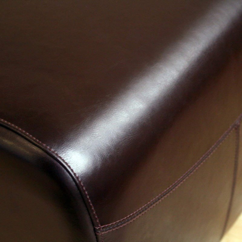 Baxton Studio Full Leather Ottoman, Dark Brown