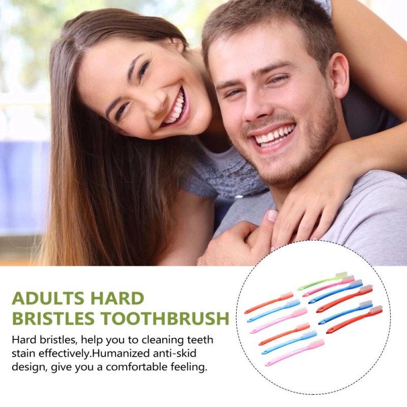  12 Pcs Super Bristle Toothbrush Hard Toothbrushes for Adults