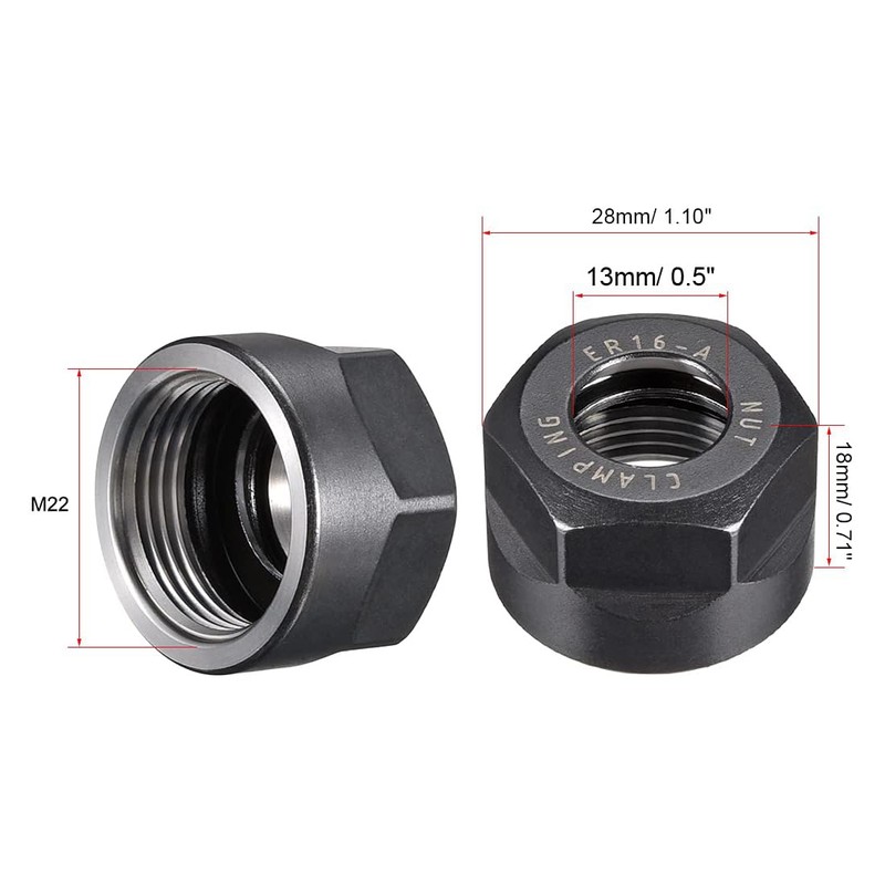 TOP-VIGOR ER16-A(M22) Collet Clamping Hex Nut, M22 x 1.5mm Thread,