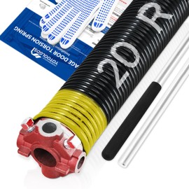 YoToolGDS Right Hand Wind（Red Cone）2" Garage Door Torsion Spring with Non-Slip Winding Bars & Gloves, High Precision Electrophoresis Black Coated, for Replacement, MIN 16,000 Cycles (0.207x2''x20'')