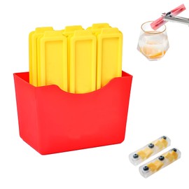 French Fry-Shaped Ice Stick Molds – Creative Narrow Ice Cube Maker for Bottles, Easy Push & Pop Out, 6 Individual Molds with Magnetic Box for Easy Storage and Fridge Decoration