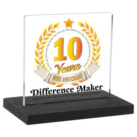 10th Work Anniversary Office Decor Sign for Cubicle Decor or Desk Decorations, Difference Maker Work Decorations Office Desk Accessories, Appreciation Gifts for Men Women Coworker Employee, DSF271