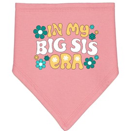 inktastic in My Big Sis Era Retro with Flowers Baby Bandana Bib Mauve and Natural 43dd5