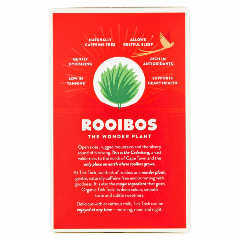 TICK TOCK TEAS Organic Rooibos Tea Bags, Organic Original Rooibos