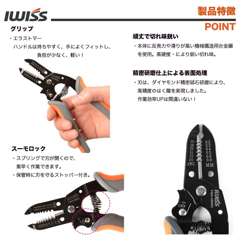 IWISS FSA-0626B Wire Stripper Φ0.01 - 0.03 inches (0.25 -