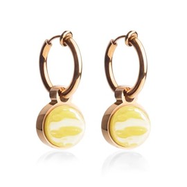 Clip Ohrringe mit Anh√§nger ‚Ä¢ Ros√©gold Ohrclips aus Edelstahl vergoldet ‚Ä¢ mit Charm in gelb zum Wechseln ‚Ä¢ nachhaltig & handgemacht ‚Ä¢ MIX AND MATCH ‚Ä¢ √ò 14 mm