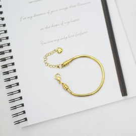WersaYuu Stainless Steel Snake Chain Bracelet for Men Women, 3mm Link Bracelet Birthday Christmas Jewelry Gift for Father Mother Her (Gold)