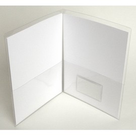 StoreSMART® - Clear Plastic Folder with 2 pockets - with Business Card Holder on inside - 50-Pack - 9" x 11.75" - P222N-50