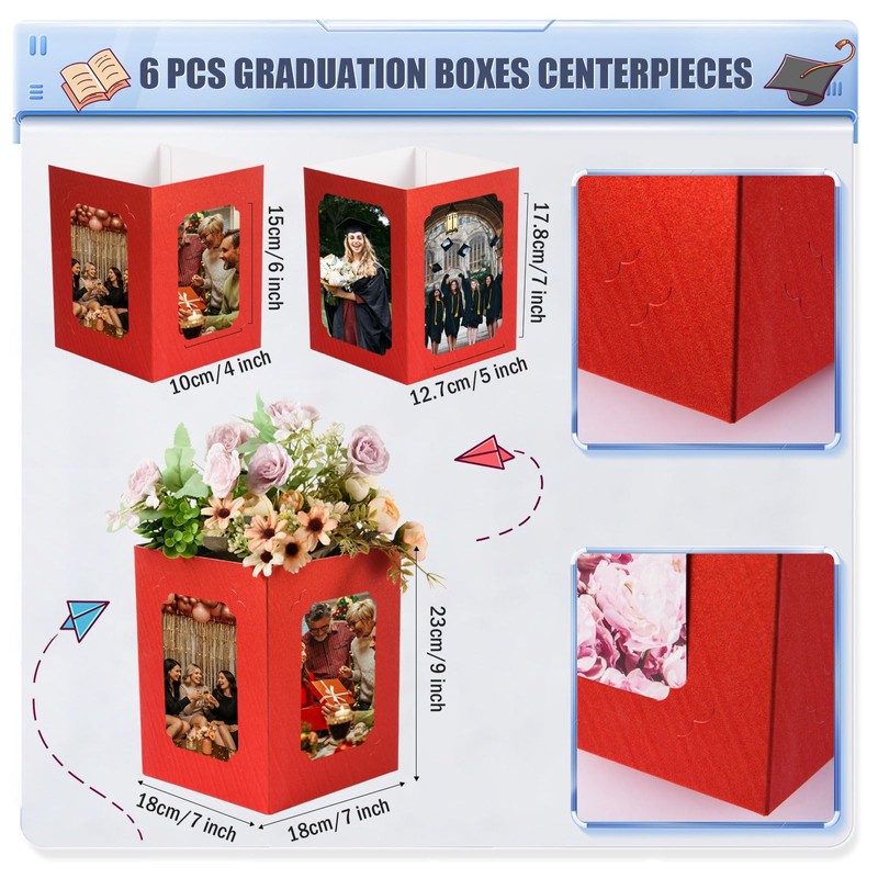 FOBSME 6 PCS Graduation Picture Box Centerpieces for Table 6/7