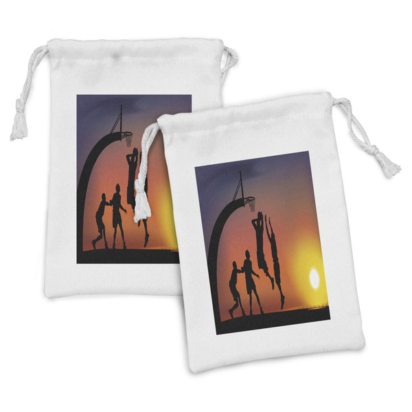 Ambesonne Teen Room Fabric Pouch Set of 2, Boys Playing