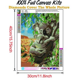 Diamond Painting Kits with Tools, Meecaa Koala Baby Animal Tree DIY 5D Full Drill Cross Stitch Diamond Mosaic Art Crafts 30x40cm (Koala)