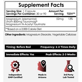 Nootropics Depot Tauromag Capsules | 800mg Magnesium N-Acetyl Taurinate | 30 Count