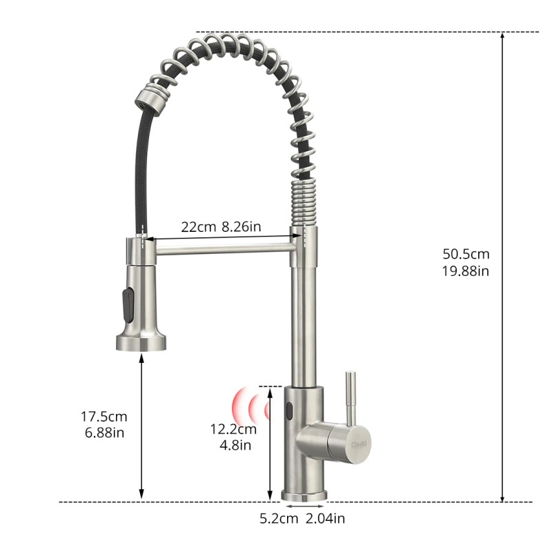 Matte Black Touchless Kitchen Faucet with Pull Down Sprayer, Motion