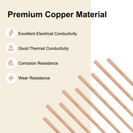 M METERXITY 5-Pack Copper Round Rod 1mm Dia. 7.87 Inch Length T2 Stock Solid Rod Lathe Bar for Metal Crafts DIY/Gardening/Industry/Decoration Pure Copper Tube