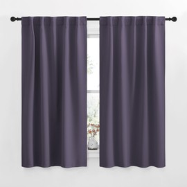 NICETOWN Blackout Window Curtains for Camper - (Greyish Purple Color) 34x48 Inch, 2 Panels Set, Thermal Insulated Room Darkening Blackout Drapes/Draperies with Rod Pocket & Back Tab for Loft