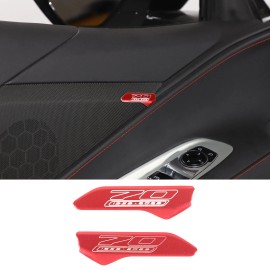 carcartrim-2022 2PCS Red Door Horn Emblem 70th Anniversary Edition Trim For Corvette C8 20-23 US