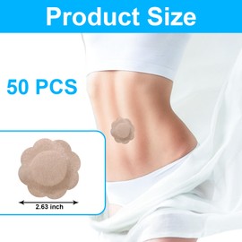 50PCS Castor Oil Patches, Castor Oil Pack Wraps Disposable Organic Cotton Self-Adhesive Pads for Belly Button, Anti Leakage Design, Breathable & Portable, No Wash