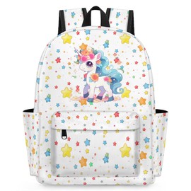 XIOBODR Toddler Backpack for Age 3 to 6 Years Old, Kids Backpack 15 inch School Bag for Preschool or Kindergarten, Lovely Unicorn Blue Flower