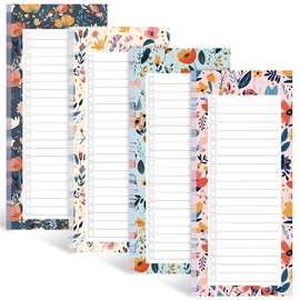 Koogel 4PCS Magnetic Notepads for Refrigerator, Floral Design Notepads for Grocery List Shopping List To-Do List Reminders 50 Sheets