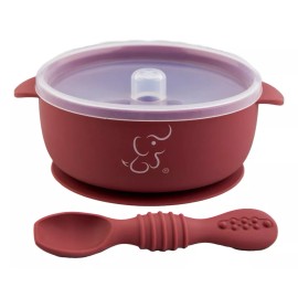 Papu Baby Bowl/tazón Papubaby Grande Con Tapa Y Cuchara De Silicón Color Magenta Bowl con succion