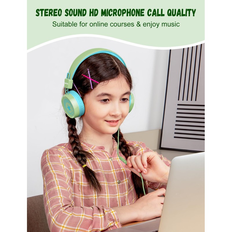 New bee Kids Headphones for School with Microphone KH20 HD