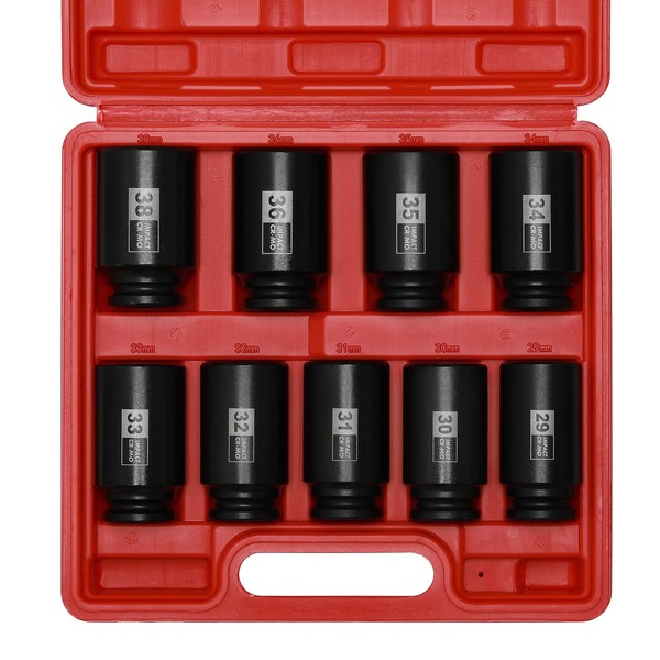 EMENTOL 9PCS 1/2" Drive Deep 6-Point Spindle Axle Nut Impact