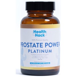 Health Hack Prostate Power Platinum | Fórmula Superior Potente para Salud Próstata | Avanzada: Ciruelo Africano, Té Verde, Curcuma, Licopeno, Zinc, Vitaminas E, C, B9, D3, Resveratrol y Más
