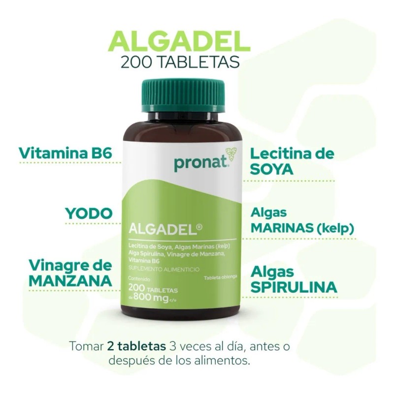 Suplemento Algadel Lecitina De Soya (200 Tabletas) - Pronat Sabor