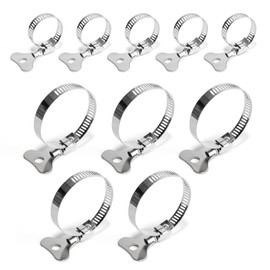 10 Pcs Hose Clips Set Adjustable 16-25mm, 21-44mm Exhaust Clamp, Range Hose Clamp Set for Hose Pipe Tube, Water Pipe, Automobile Pipe,Flexible Exhaust Hose Pipe