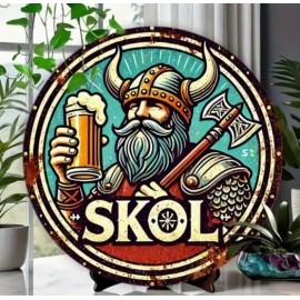 Bangin' Meats SKOL Beer Sign Aluminum Weatherproof Sign Funny - 8" Round Sign