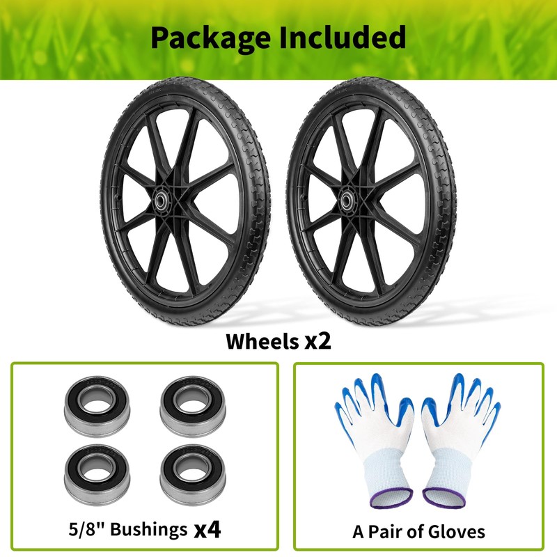 budrash 20" Wheelbarrow Wheels Fit for Rubbermaid, Flat Free Carts