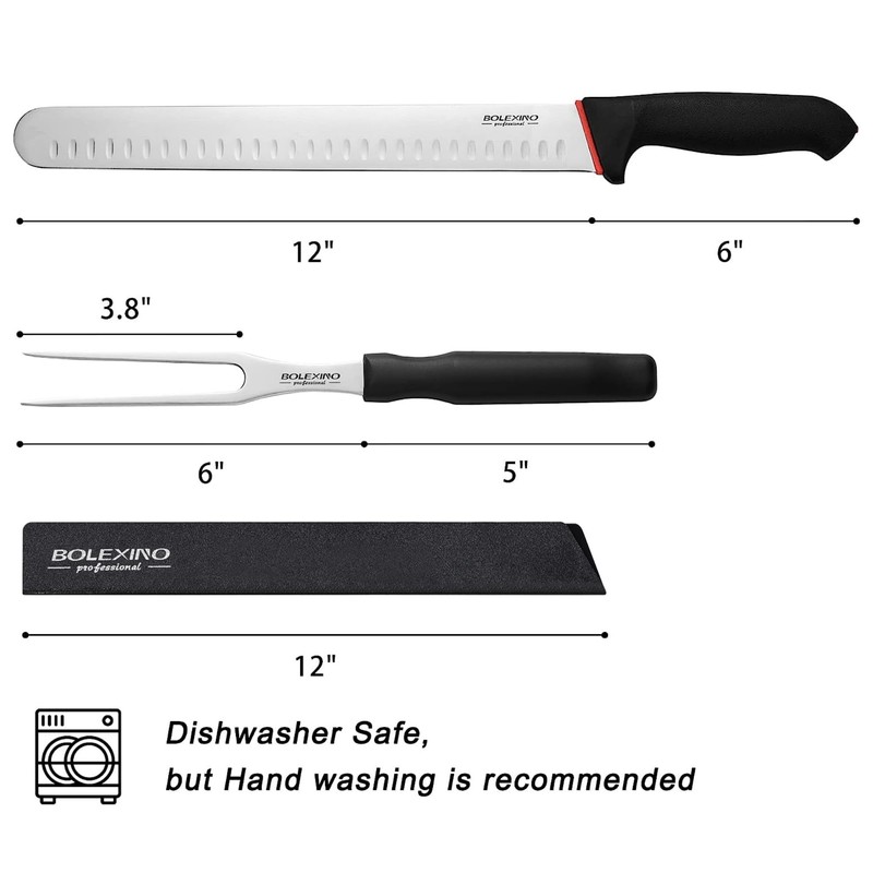 BOLEXINO 12" Carving Knife Set for Slicing, Sharp Premium Ham
