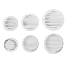 White Circular Ventilation Grille with Flyscreen - Round Air Vent 150mm – 6 inch Rear Spigot - Vent Cover for Bathroom, Kitchen, Wall, Ceiling, Ducting, Pipes - Louvered Grill. Set by MYPURECORE