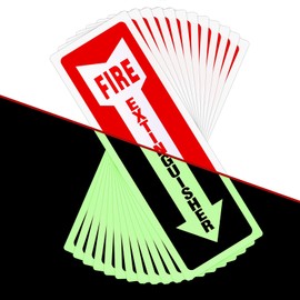 Fire Extinguisher Signs,12 Pack 4 X 12 Inch Safety Sign Sticker glow in the dark for Home Business with Arrow,Strong Self Adhesive Safety Sticker Signs Weatherproof and UV Protected for Indoor Outdoor