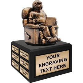 Crown Awards Fantasy Football Armchair QB Sculpture Award, 8.75" Fantasy Football Armchair Quarterback Perpetual Trophy - Engraving Included
