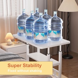 COOLOUS Adjustable Height Table Student Computer Portable 3-Tier Home Office Furniture(23.62-35.43 inch), Small Spaces Mobile Desk with Storage for Bedside Study Work Game on Wheels(15.7 * 31.5 Inch)