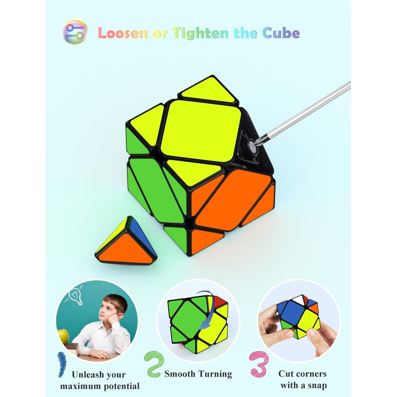 ROXENDA Magic Cube Set Dodecahedron Pyramid Ivy Skewb Speed Cube