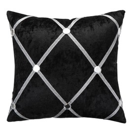 RKAAS HOME Pack of 4 Super Soft Decorative Luxurious Diamante Diamond Design Crushed Ice Velvet Square Cushion Cover for Living Room Sofa Couch Bed 45cm x 45cm 18x18 Inches (Pack of 4 - Black)