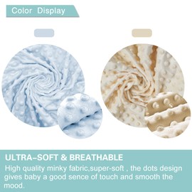 Owlowla Bassinet Sheet Set,Ultra Soft Minky Cradle Sheets Universal Fitted Bassinet Pad/Mattress for Baby Boys Girls(Cream/Baby Blue)