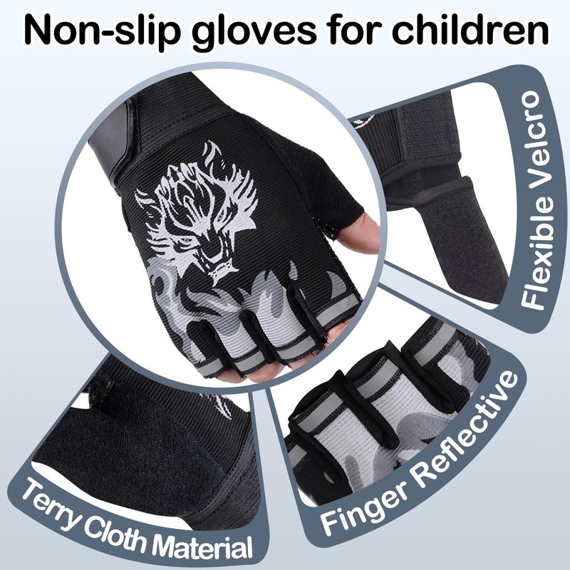 CubePlug Kids Boy Girl Cycling Climing Half Finger Gloves for