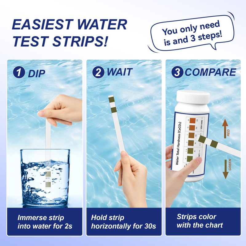 Water Hardness Test Kit,150 Strips-Double Color Pads,Hard Water Test Kit