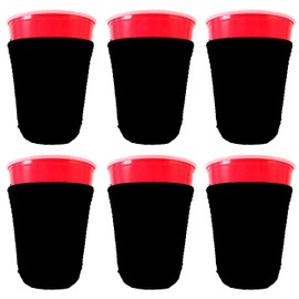 Blank Neoprene Party Cup Coolie (6 Pack, Black)