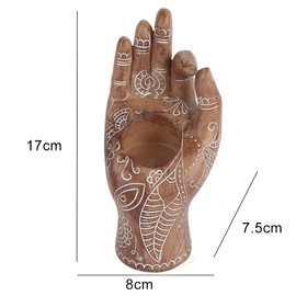 Portavelas de Buda para Yoga, Estatua Familiar con Forma de Mano, Decoración de Velas de Escritorio, Figuritas Coleccionables de Oficina