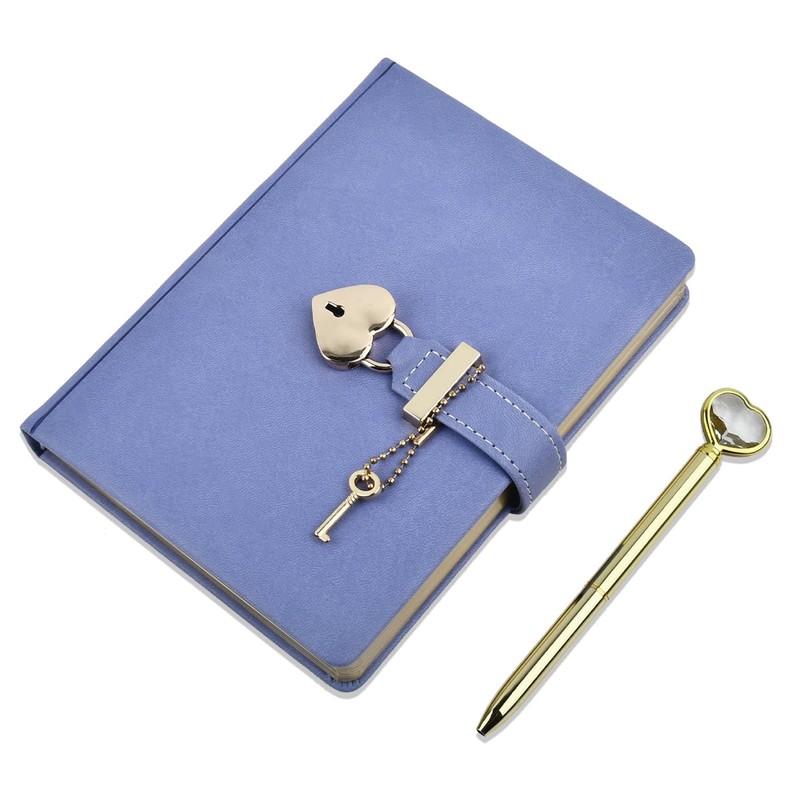 Diary with Lock and Key, Heart Shaped Lock Notebook with