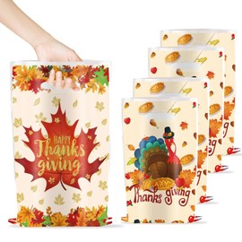 Egami 30 Packs Thanksgiving Cute Party Gift Bags candy bags Turkey birthday party supplies children's candy bags Maple Leaf party supplies theme Thanksgiving birthday party supplies (orange)