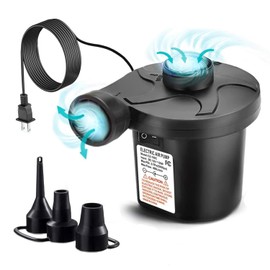 Electric Air Pump, Quick-Fill Air Pump for Inflatables, Portable Air Mattress Pump with 3 Nozzles, Electric Pump for Beds, Inflatable Cushion, Couch, Pool Floats, Inflatable Pool, Snow Sled