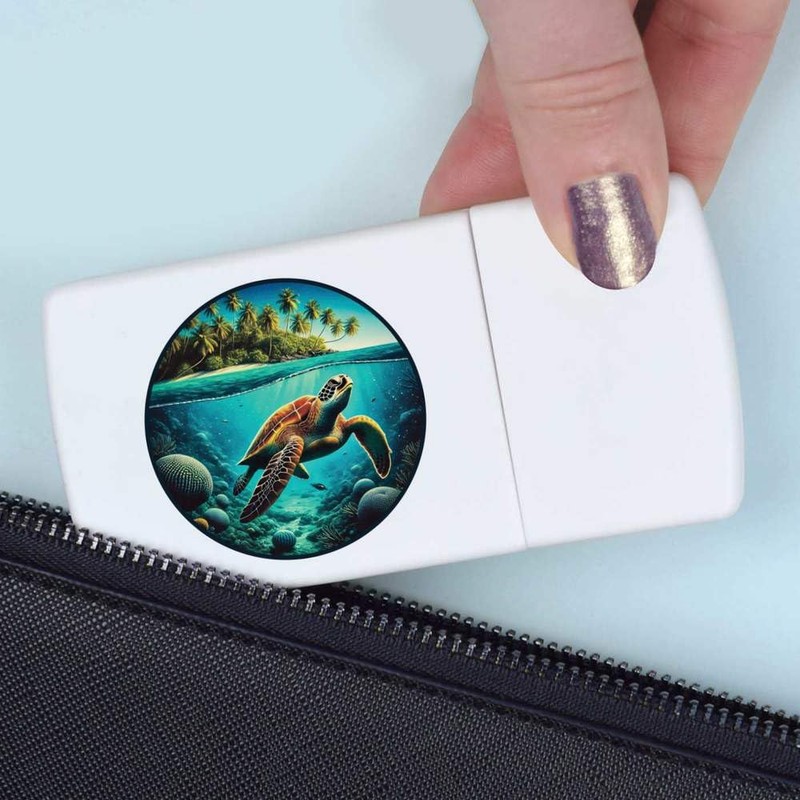 'Tropical Island Turtle' Pill Box with Tablet Splitter (PI00032955)