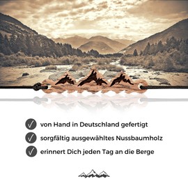 SKONIDA Engraved bracelet with mountain motif made of walnut wood, elegant bracelet with engraving and adjustable clasp, unisex bracelet for men and women with mountain leash, mountain bracelet in