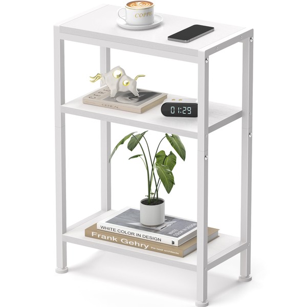 Narrow Side Table for Small Space, 3-Tier Small End Table